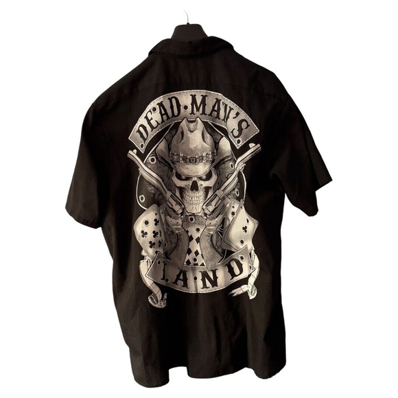 Men's Bikewear Dead Mans Hand Button Up Biker Shirt Size 3XL - Picture 1 of 3
